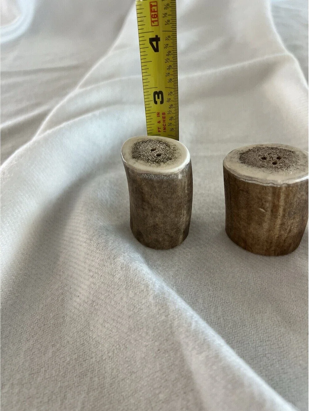 Vintage Elk Antler Bone  Salt and Pepper Shakers Unique Kit
